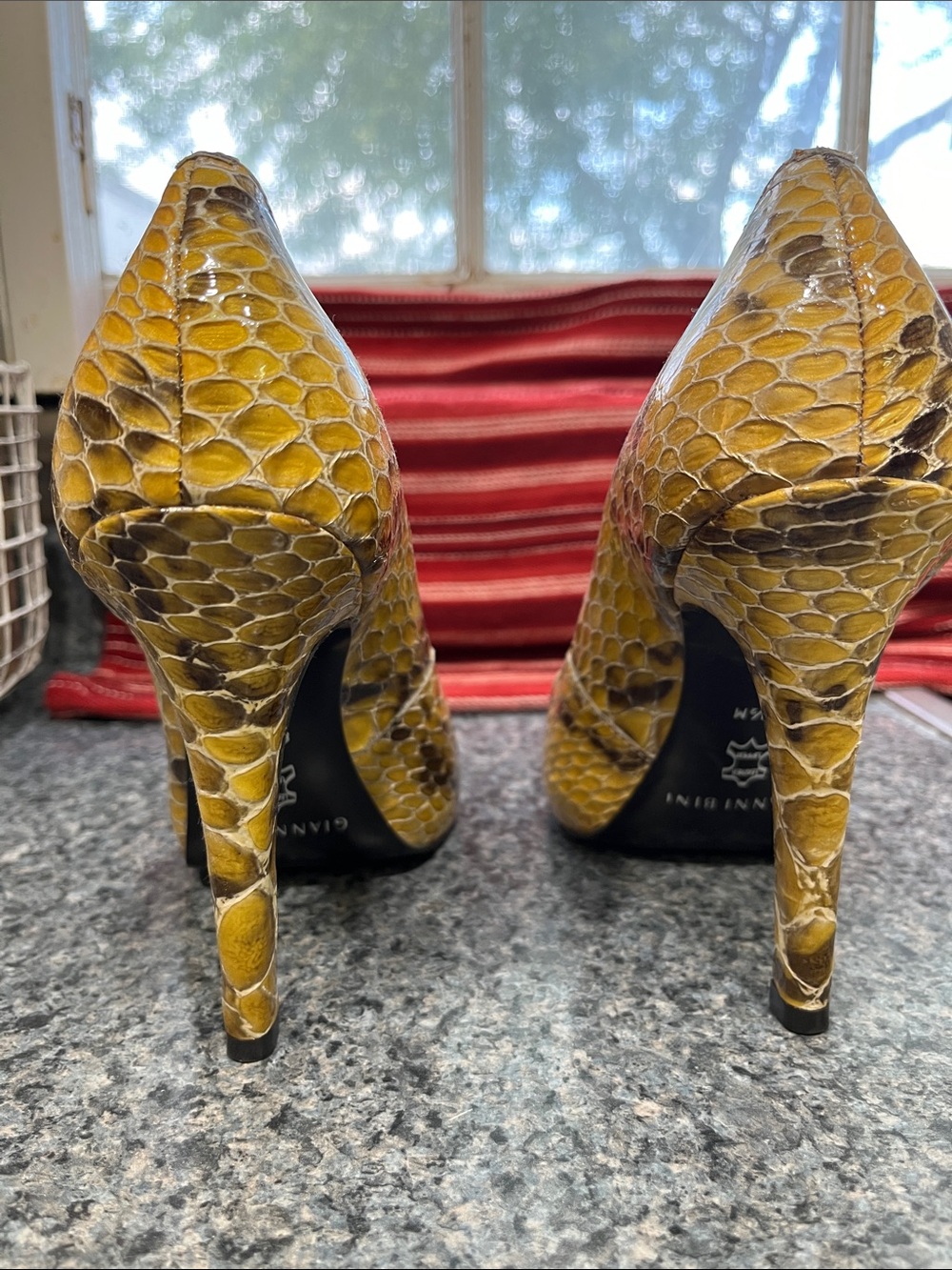 Gianni Bini Yellow Snake-Print Pointed Toe Pump - Picture 2 of 5